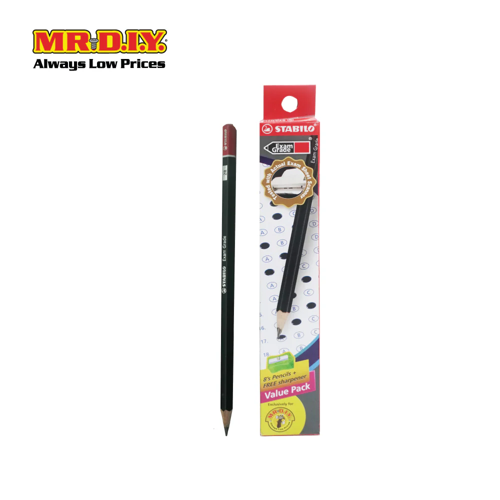 (MR.DIY) STABILO Exam Grade 2B Pencil with Sharpener Value Pack Set (8pcs) - Image 4