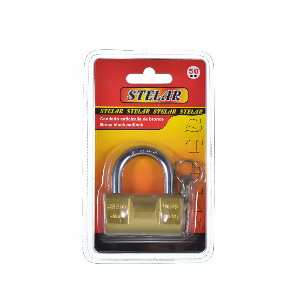 STELAR Brass Block Heavy-Duty Security Padlock Double Lock (50mm) - Image 3