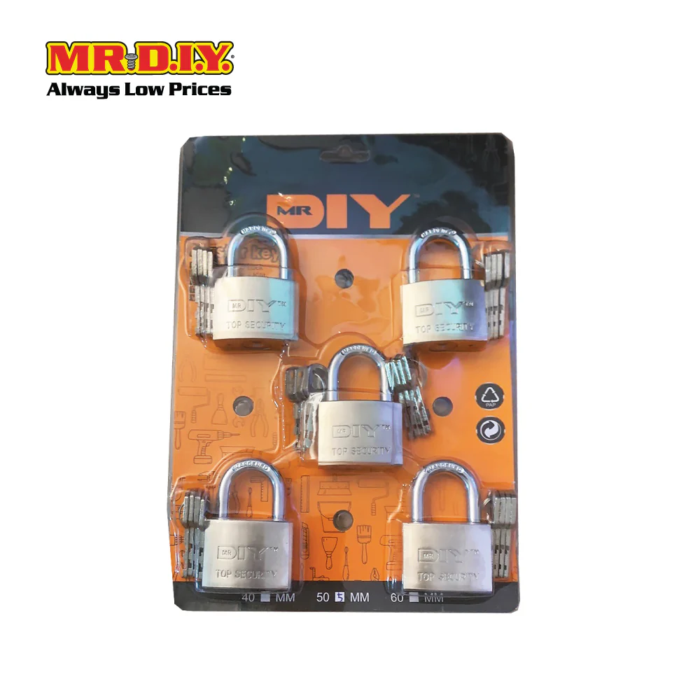 (MR.DIY) Stainless Steel Heavy-Duty Security Padlock Double Lock (50mm) (5pcs) - Image 3