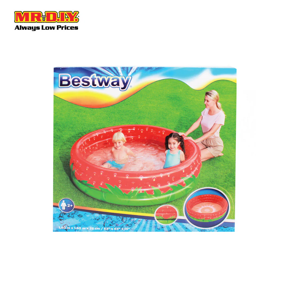 BESTWAY Strawberry Inflatable Kids Round Swimming Pool (1.60m x 1.60m x 38cm) - Image 2