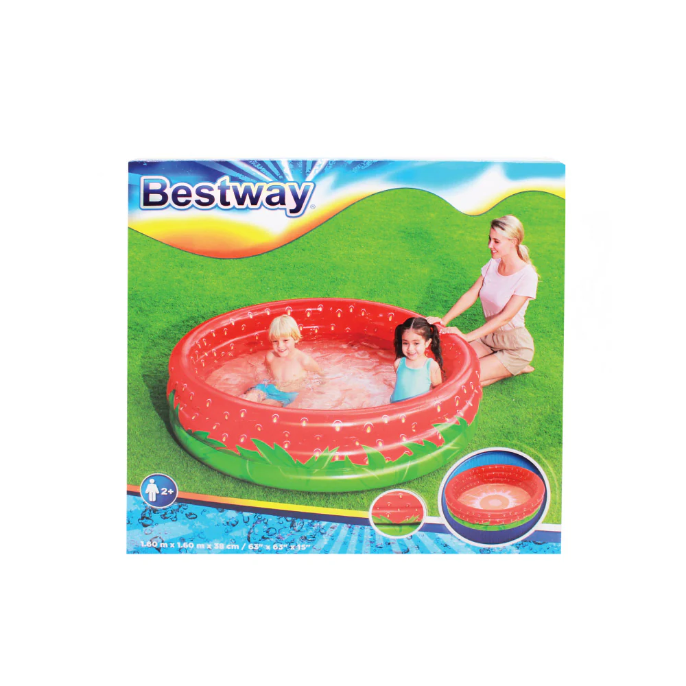 BESTWAY Strawberry Inflatable Kids Round Swimming Pool (1.60m x 1.60m x 38cm) - Image 3