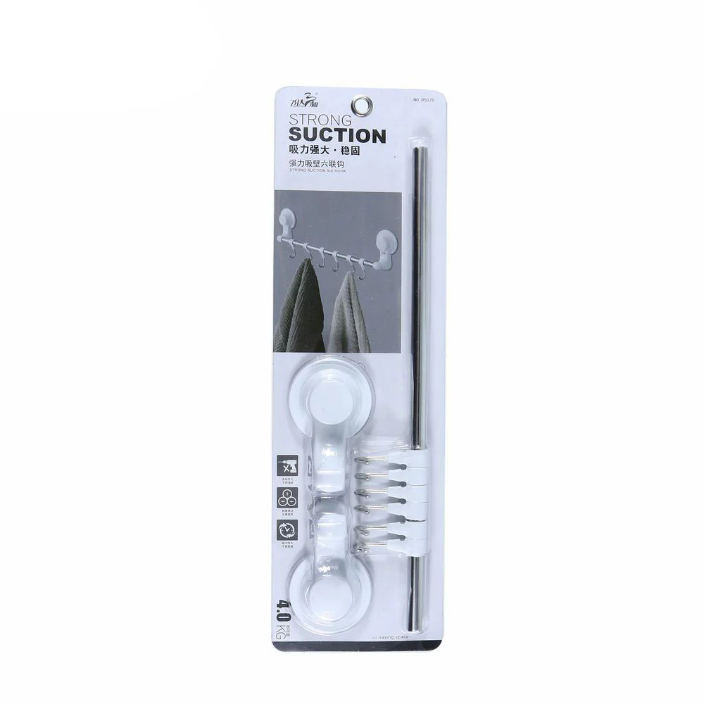 (MR.DIY) Strong Vacuum Suction Cup Wall Mounted Toilet Bathroom Towel Bar With Hooks (37cm) - Image 4
