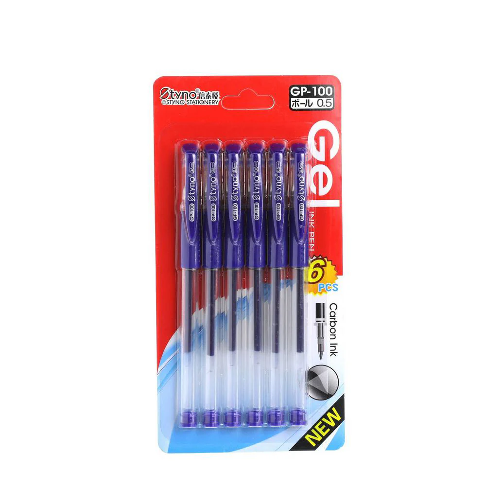 STYNO Blue Gel Pen 0.5mm (6 pcs) - Image 3