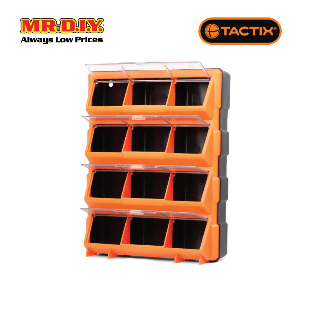 TACTIX 12-Compartment Storage Bin With Clear Cover - Image 2