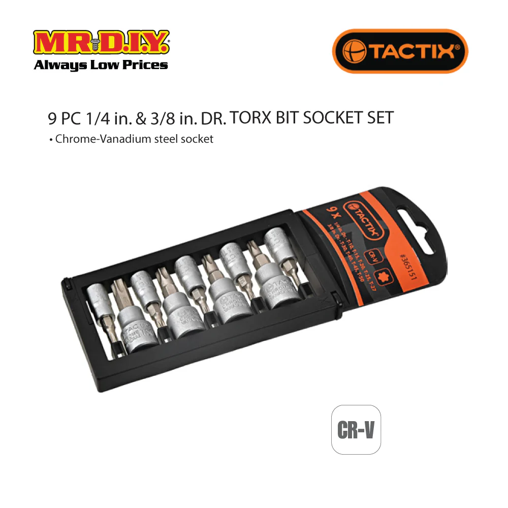 TACTIX Bit Socket Torx Set With Rack (9 pieces x 1/4 x 3/8 Inch) - Image 2