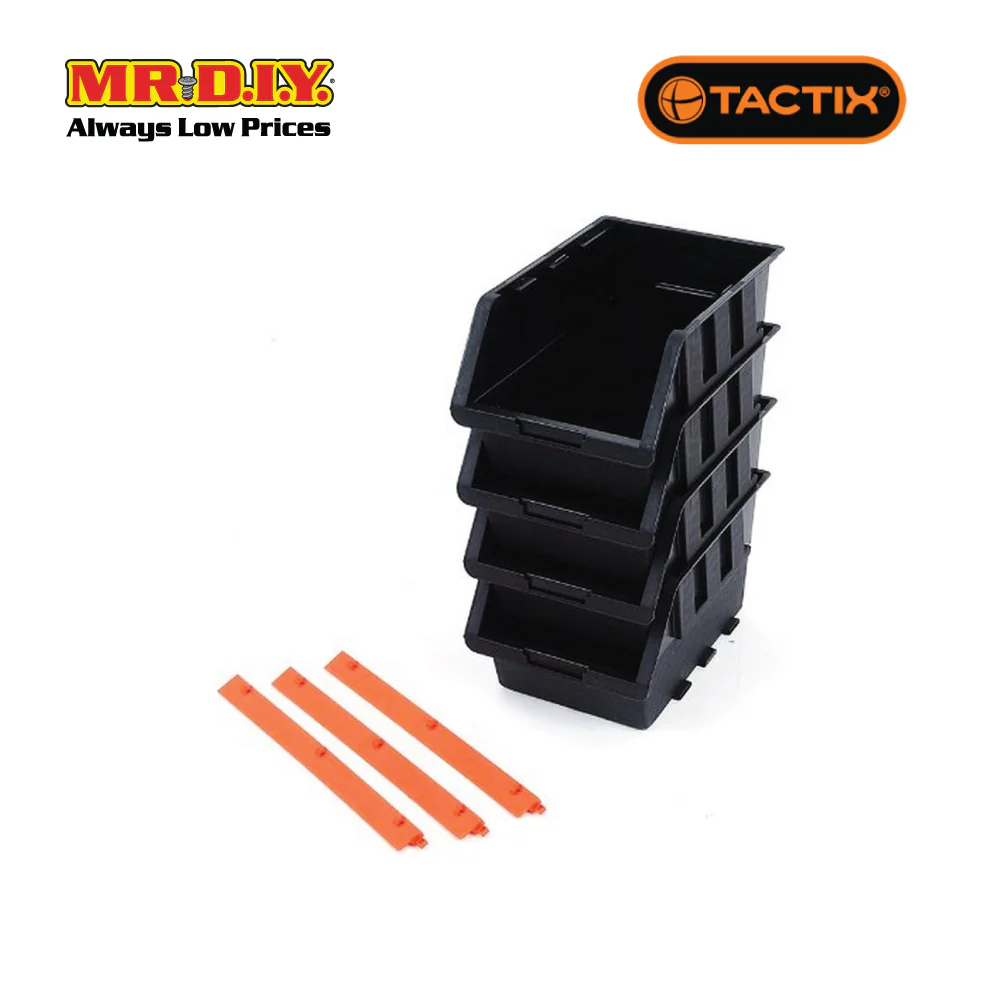 TACTIX Black Storage Bin Set (4 pieces) - Image 4