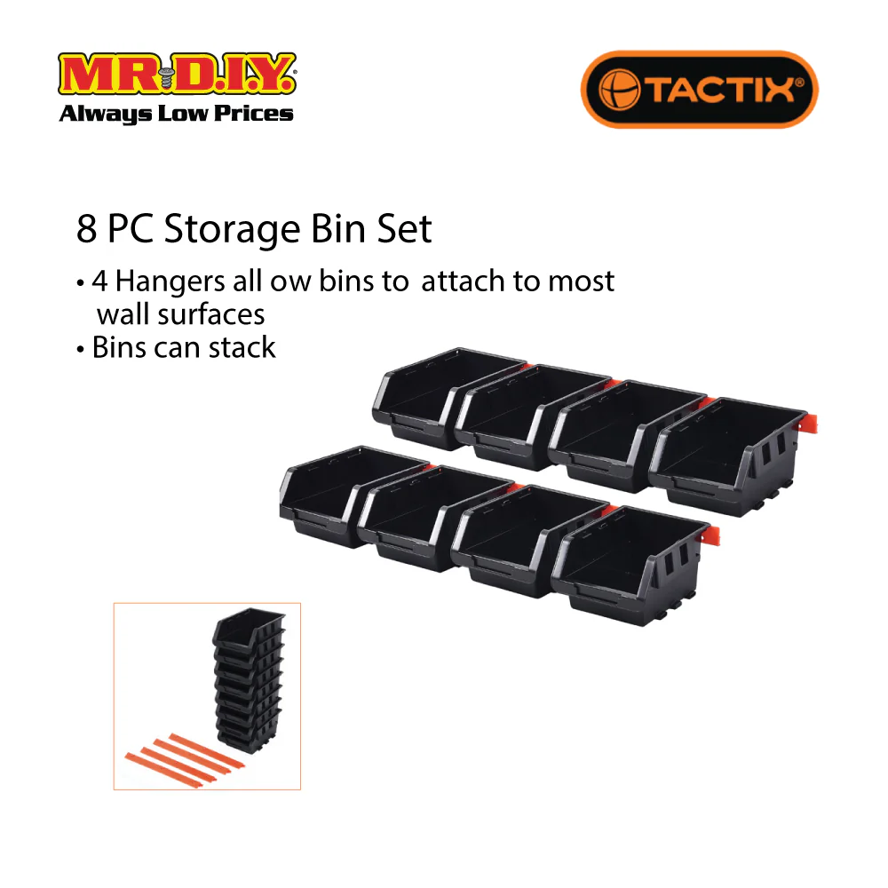 [BEST SELLER] TACTIX Black Storage Bin Set (8 pieces) - Image 2
