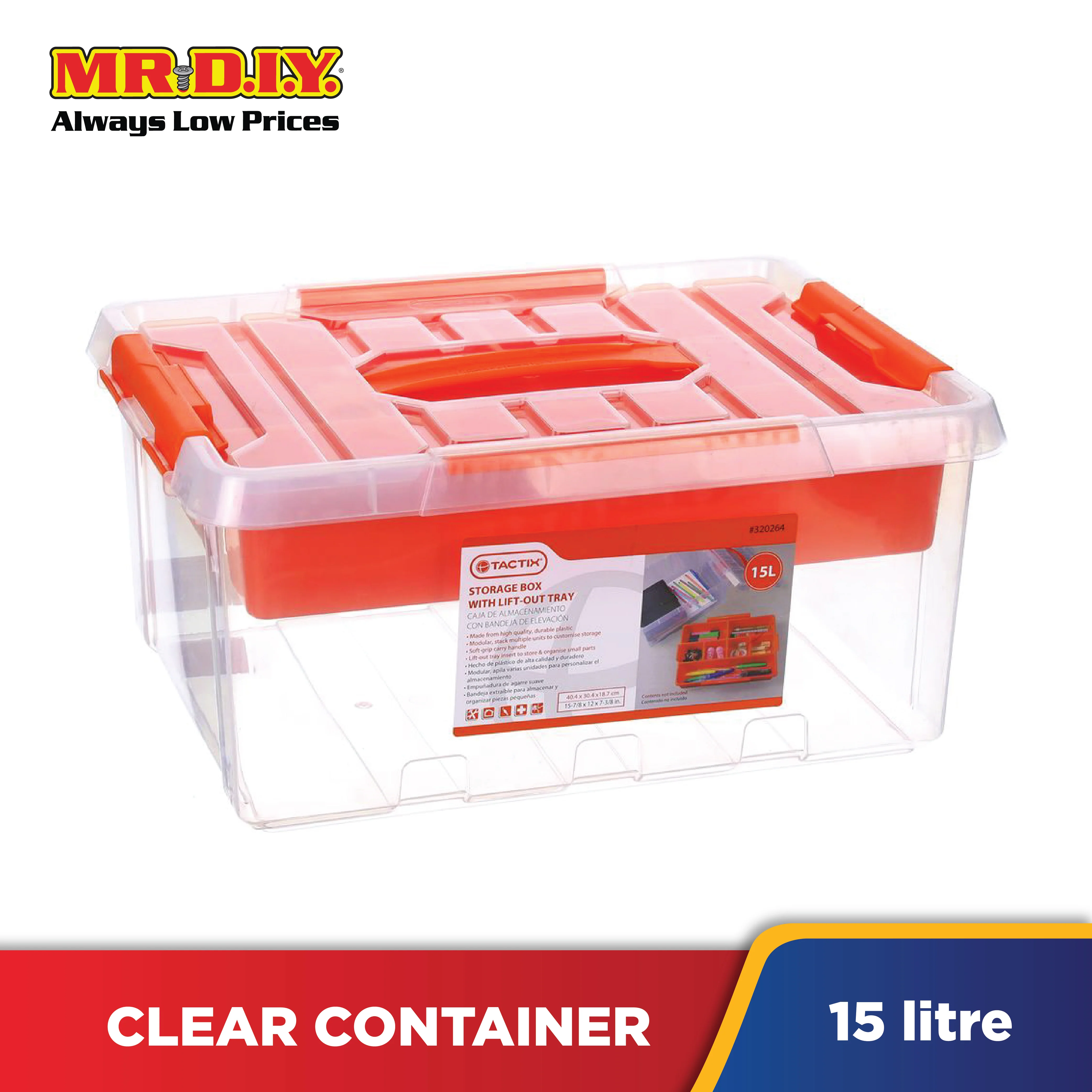 TACTIX Clear Container (15L) - Image 2