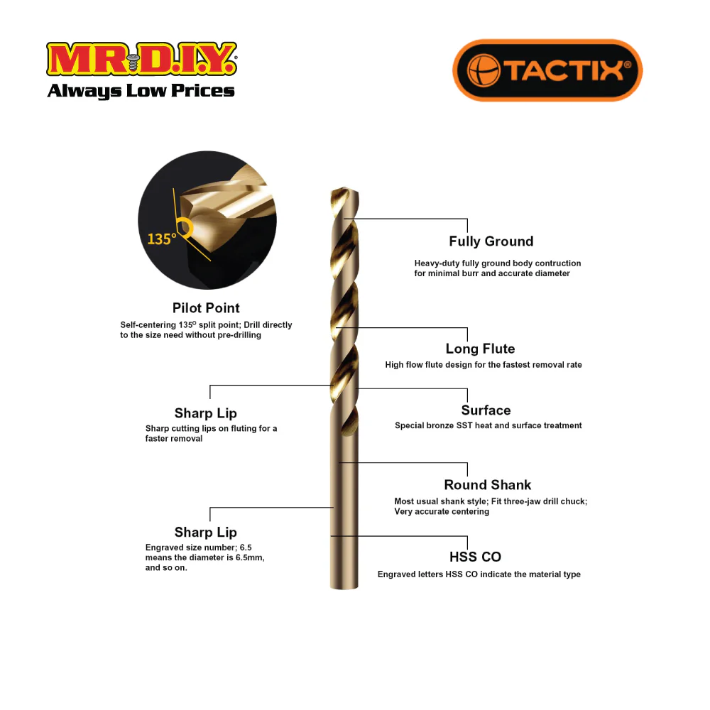 TACTIX Cobalt Drill In Metal Case (13 pieces) - Image 3