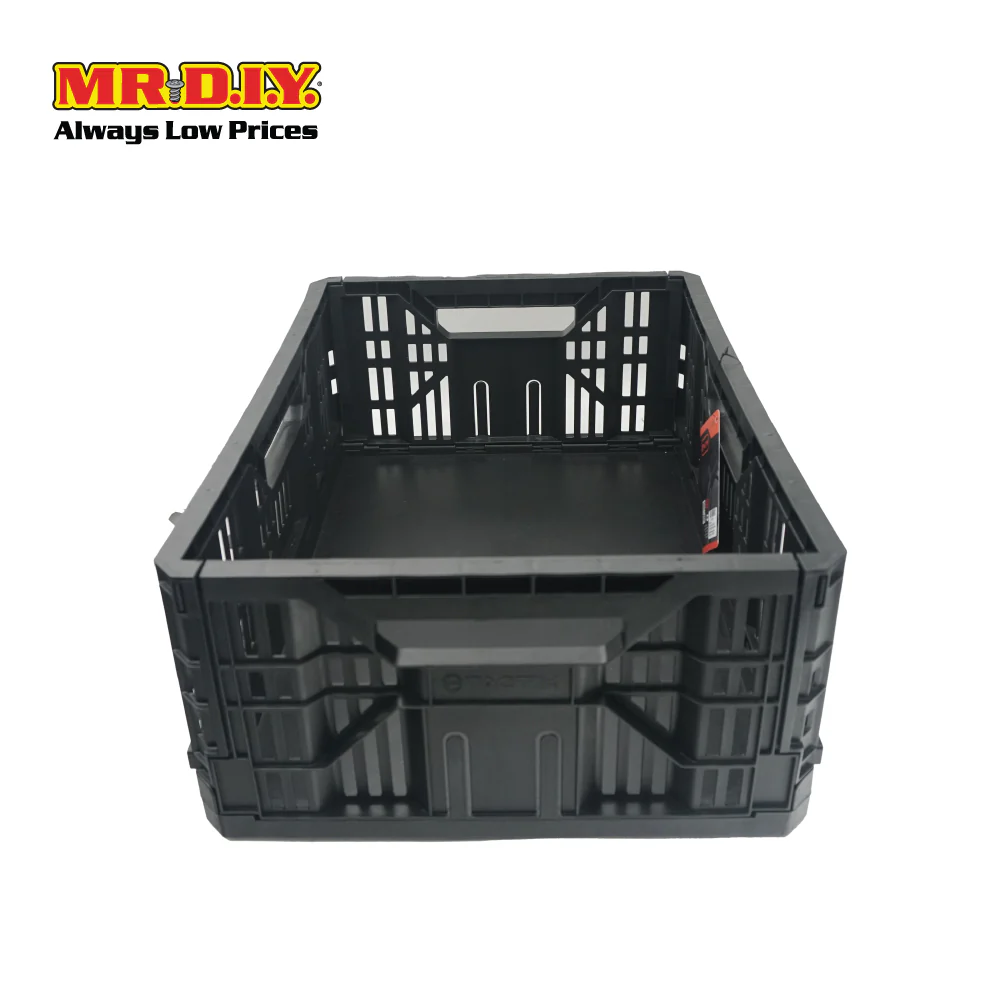 TACTIX Collapsible Knock Down Basket Crate Plastic Storage Organizer 320230 (25L) (49 x 19 x 36cm) - Image 3