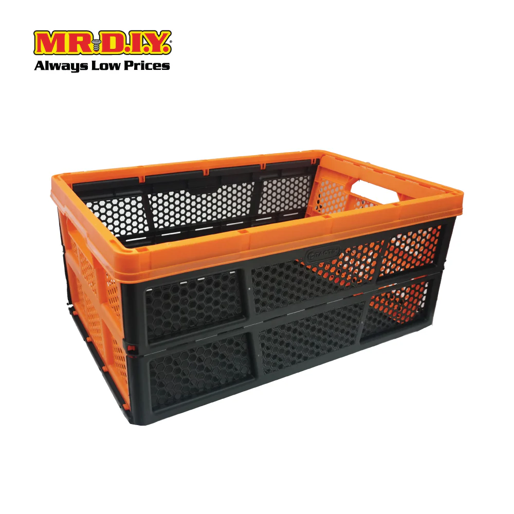 TACTIX Collapsible Knock Down Basket Crate Plastic Storage Organizer 320232 (32L) (50.5 x 33.5 x 22cm) - Image 2