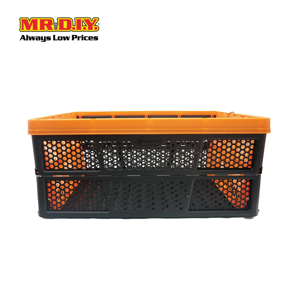 TACTIX Collapsible Knock Down Basket Crate Plastic Storage Organizer 320232 (32L) (50.5 x 33.5 x 22cm) - Image 3