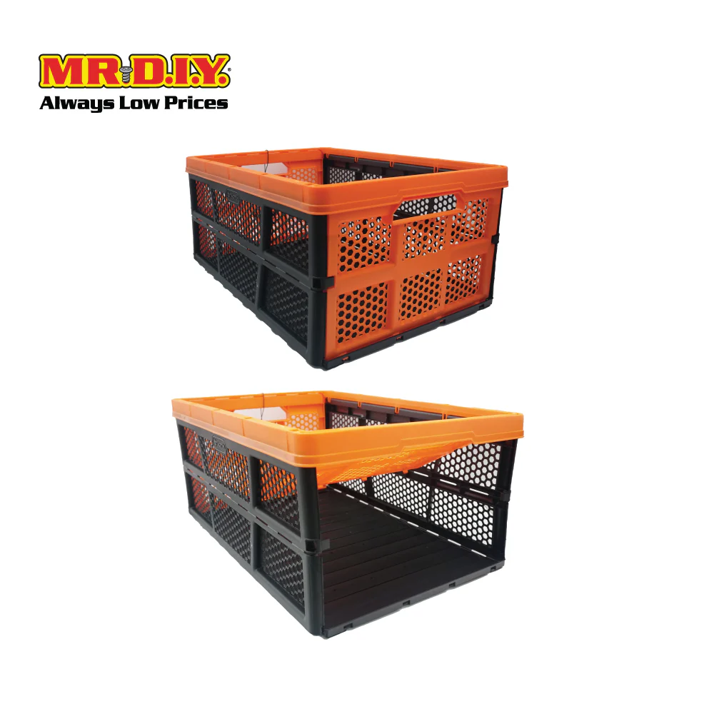 TACTIX Collapsible Knock Down Basket Crate Plastic Storage Organizer 320232 (32L) (50.5 x 33.5 x 22cm) - Image 4
