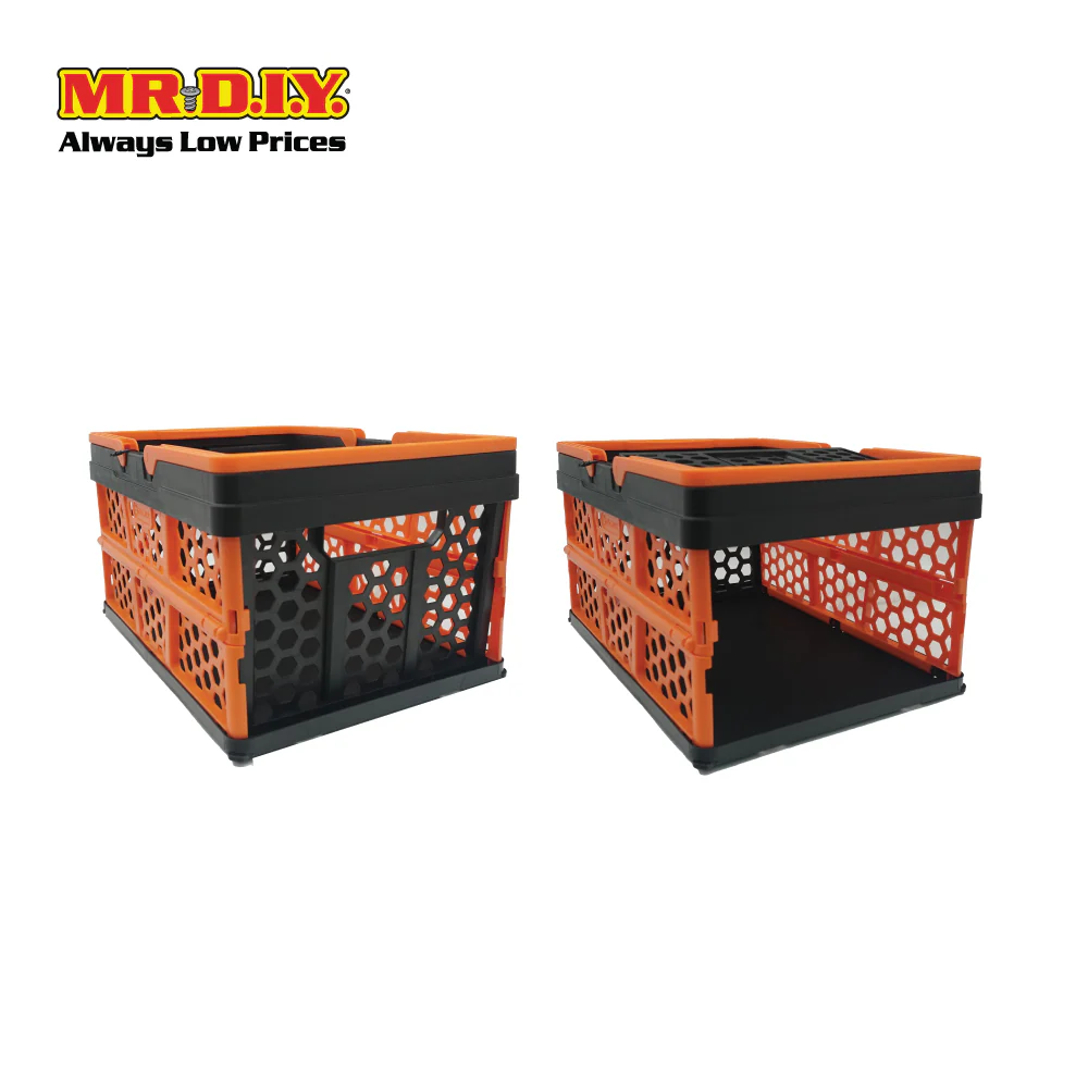 TACTIX Collapsible Knock Down Basket Crate Plastic Storage Organizer With Handle 320236 (16L) (38.3 x 21.3cm x 27.3cm) - Image 4