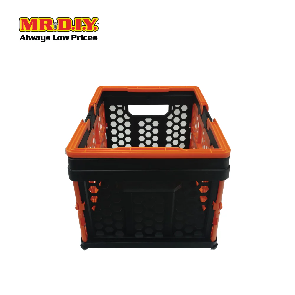 TACTIX Collapsible Knock Down Basket Crate Plastic Storage Organizer With Handle 320236 (16L) (38.3 x 21.3cm x 27.3cm) - Image 6