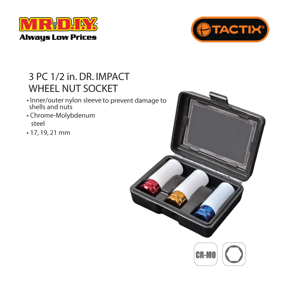 TACTIX Dr. Impact Wheel Nut Socket (3 pieces  x 1/2 Inch) - Image 2