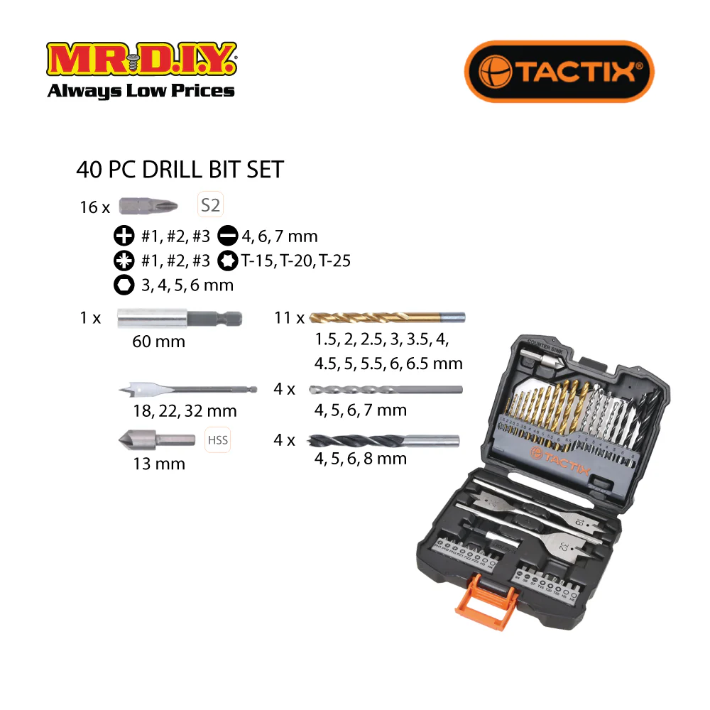 TACTIX Drill Bit Set (40 pieces) - Image 2