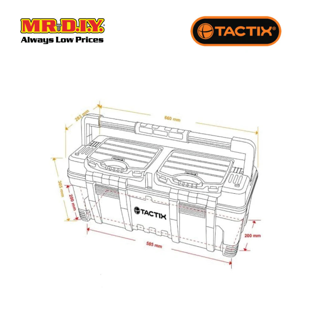 TACTIX Full Length Handle Tool Box with Organizer 66cm (26inch) - Image 4