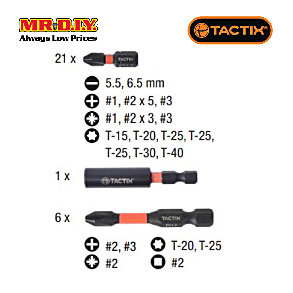 TACTIX Impact Bit Set (28 pieces) - Image 2