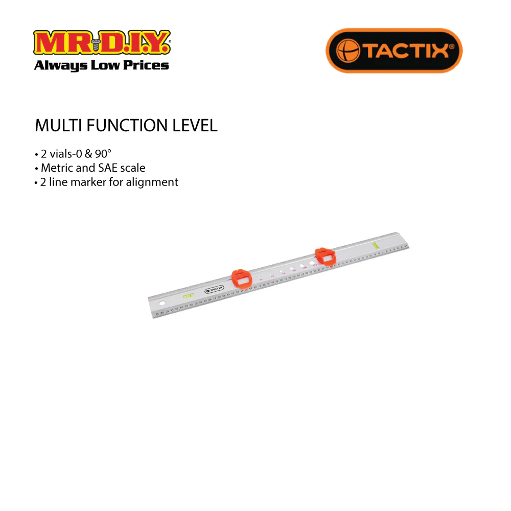 TACTIX Multi Function Aluminum Level (600mm x 23-1/2 Inch) - Image 2