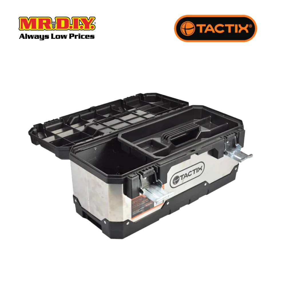 TACTIX Plastic And Stainless Steel Tool Box 50Cm (20Inch) - Image 4