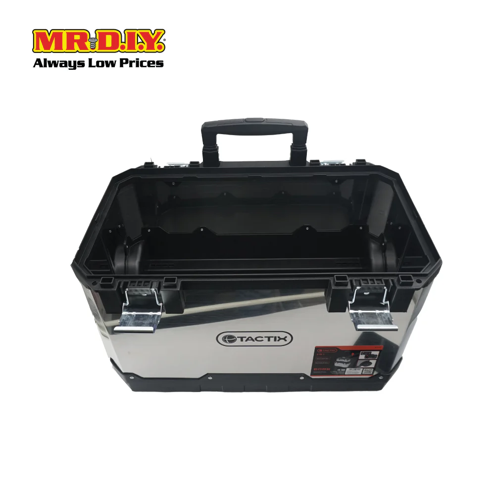 TACTIX Plastic Stainless Steel Rolling Tool Box Storage Organizer 1 Set With Wheels 321133 - Image 4