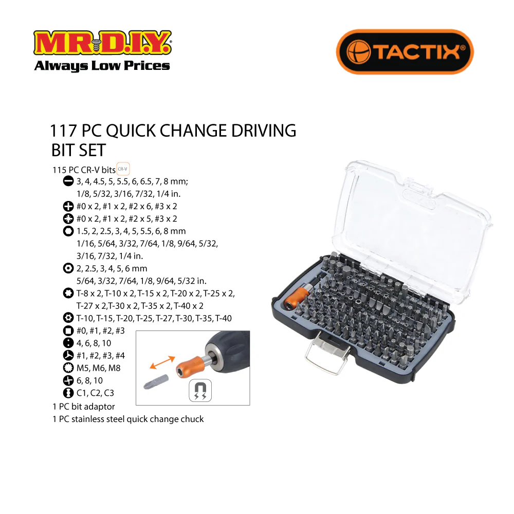 TACTIX Quick Change Driving Bit Set (117 pieces) - Image 2