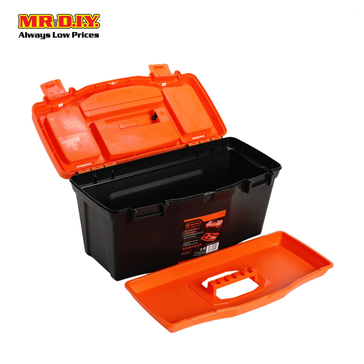 TACTIX Rectangular Plastic Storage Tool Box (40.5cm) - Image 4