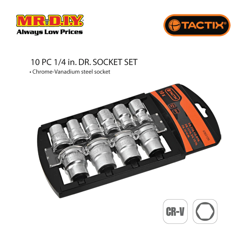 TACTIX Socket Set (10 pieces x 1/4 Inch) - Image 2