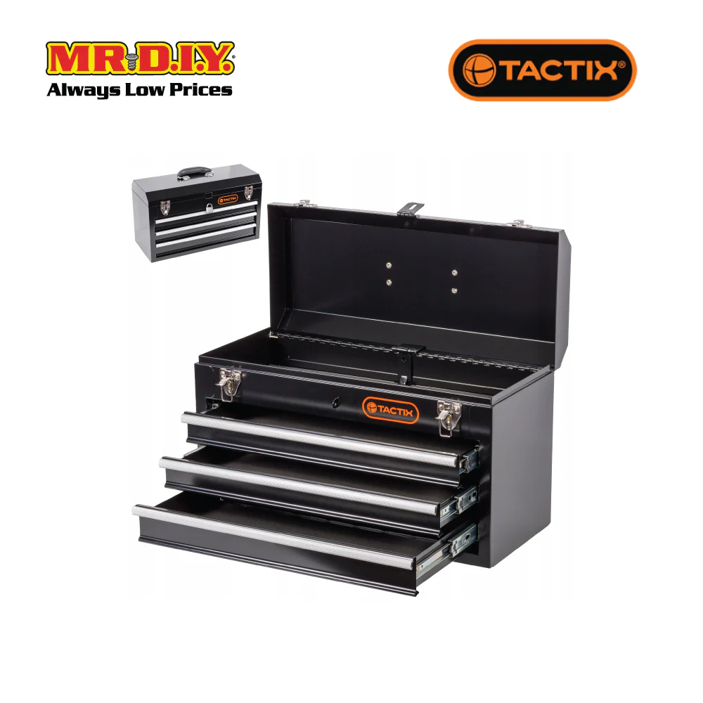 TACTIX Steel Portable Tool Chest 3 Drawer (52cm) - Image 3
