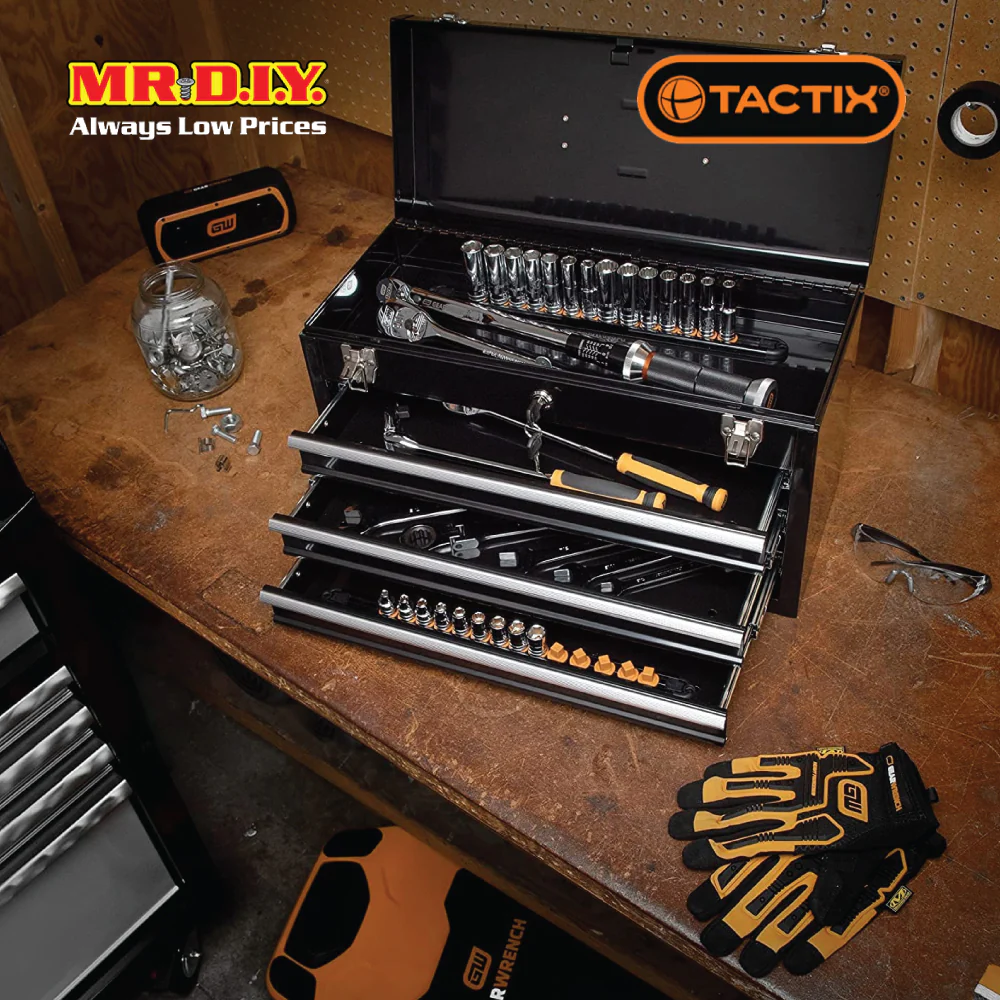 TACTIX Steel Portable Tool Chest 3 Drawer (52cm) - Image 4