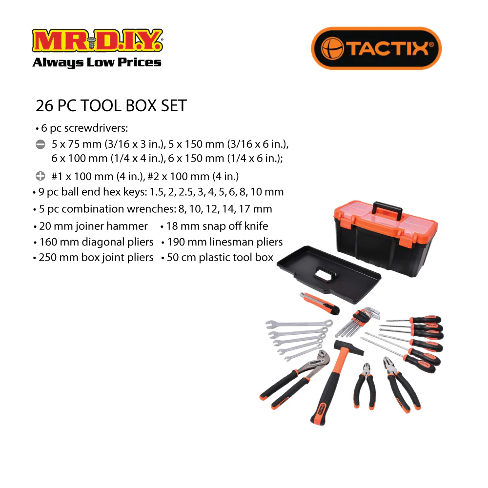 TACTIX Tool Set With Plastic Box (26 pieces) - Image 2