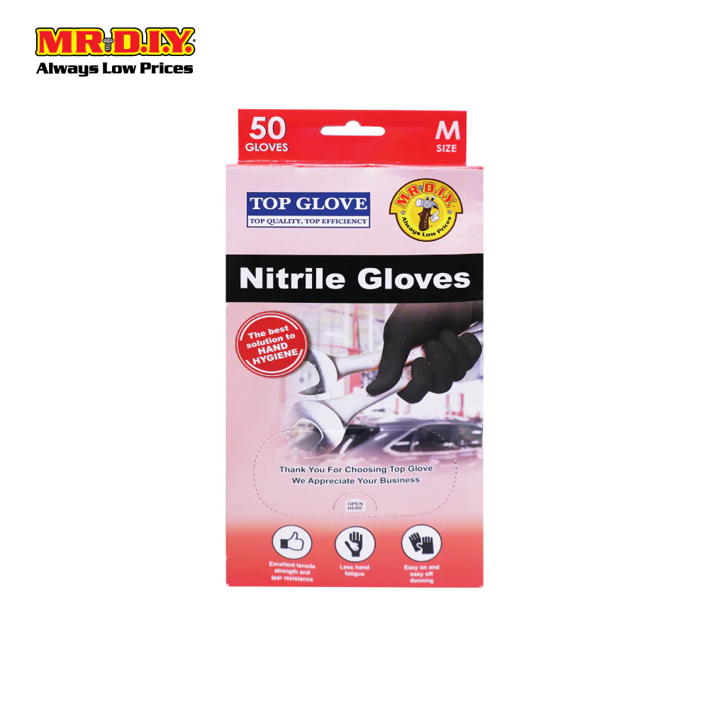 TOP GLOVE Nitrile Gloves Black (Size S,M,L) - Image 4