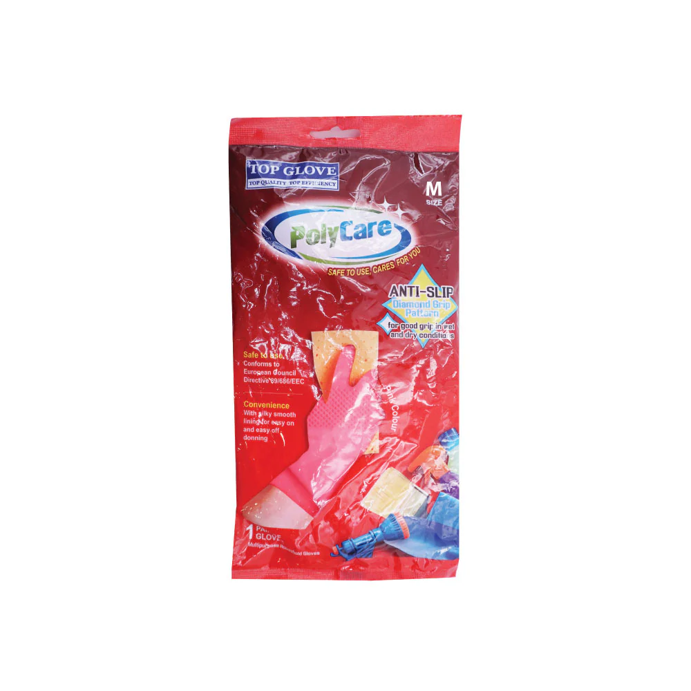 TOP GLOVE PolyCare Gloves Pink (Size: M) - Image 5