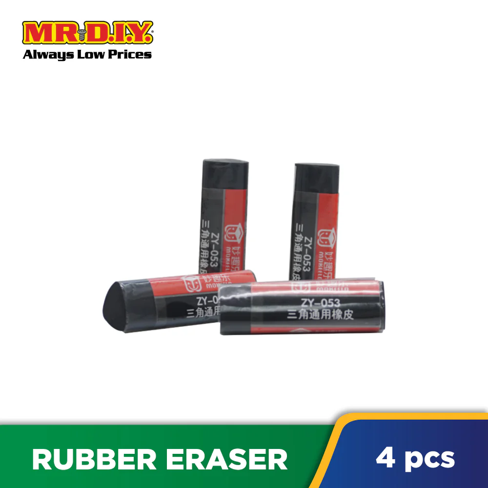 (MR.DIY) MOKEELO Triangular Multi-purpose Black Eraser Set - ZY053 (1.5cm x 5cm) - Image 2