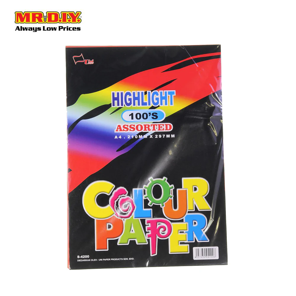 UNI PAPER A4 Highlight Assorted Colour Paper 80gsm S-4200 (100's) - Image 3