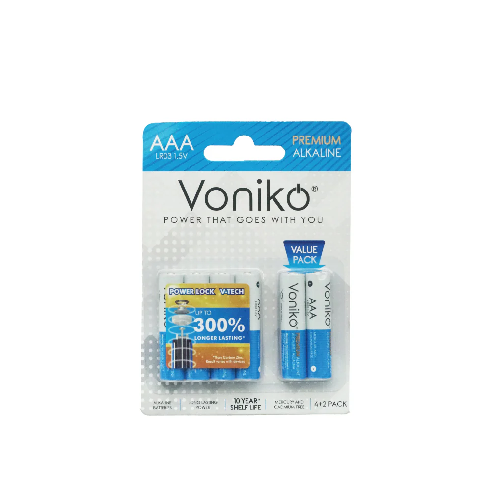 [VALUE PACK] VONIKO Premium Alkaline Battery LR03 1.5V AAA (4 + 2pcs) - Image 4