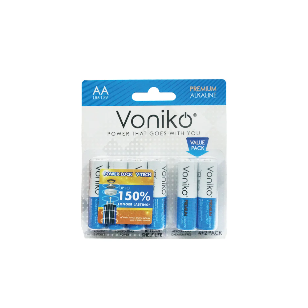 [VALUE PACK] VONIKO Premium Alkaline Battery LR6 1.5V AA (4 + 2pcs) - Image 4