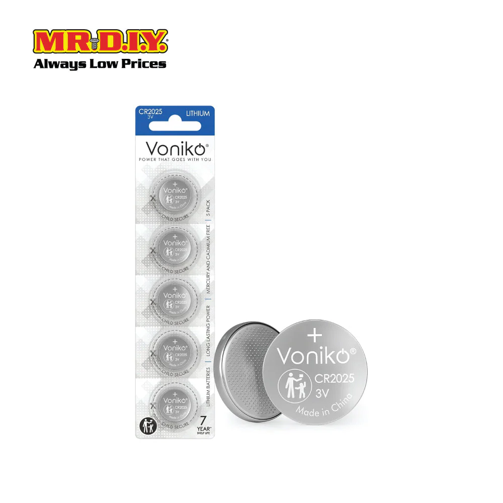 VONIKO Button Lithium Cell Battery CR2025 3V (5pcs) - Image 2