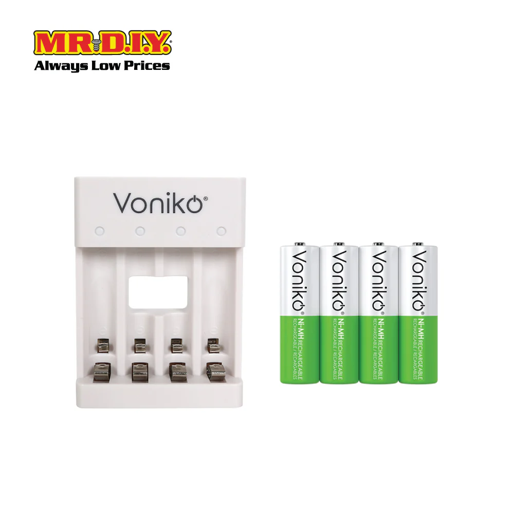 VONIKO USB Rechargeable Auto Power Cut Off Battery with Charger HR6 1.2V AA Set 2000mAh (4 x AA) - Image 2