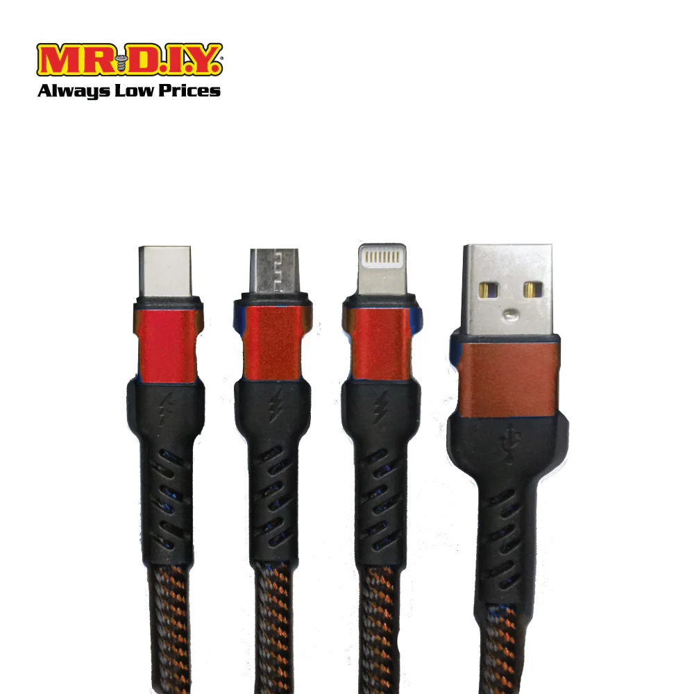 WB 3 In 1 Multi-Function Strong USB Fast Charging Cable 2.4A WB-B804 (1.2M) - Image 4
