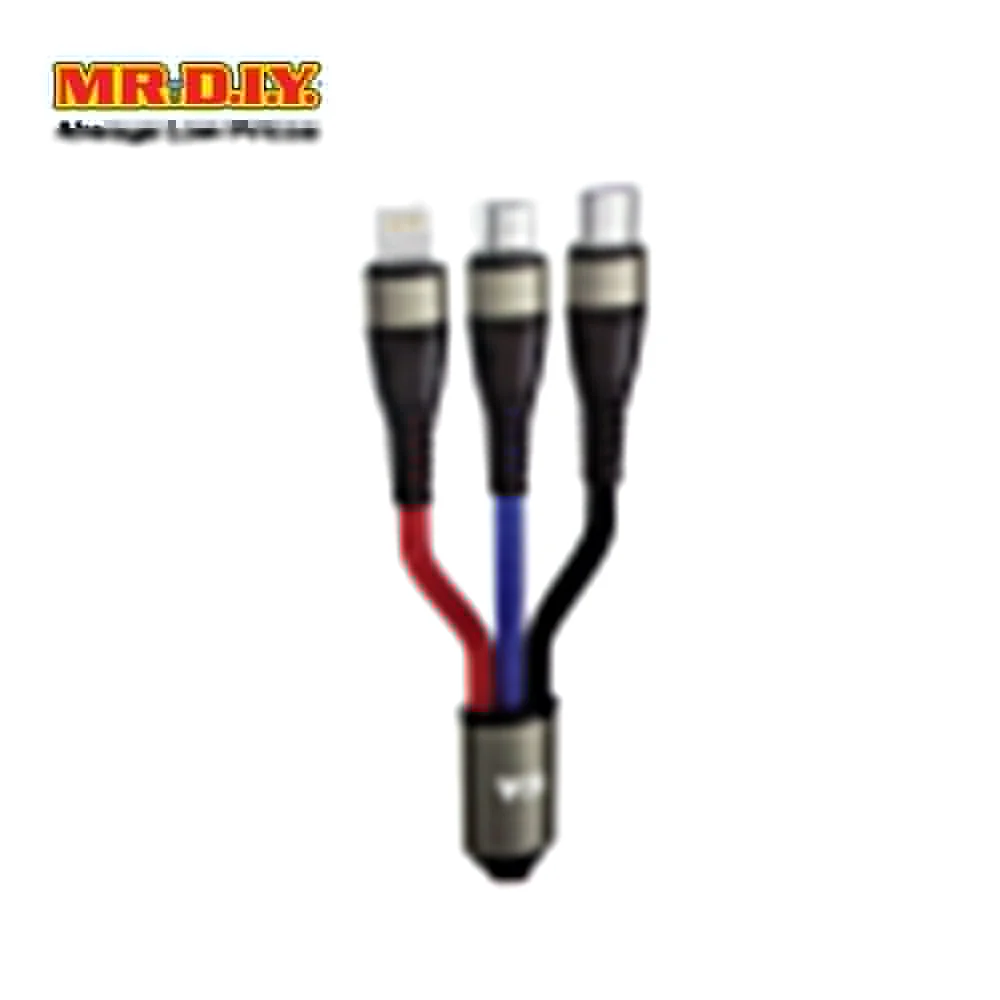 WB 3 in 1 Multi-Port USB Fast Charging Data Cable WB-B802 3.1A (1.2M) - Image 2