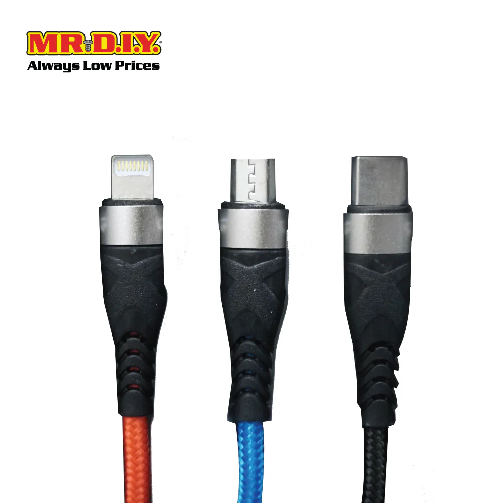 WB 3 in 1 Multi-Port USB Fast Charging Data Cable WB-B802 3.1A (1.2M) - Image 3