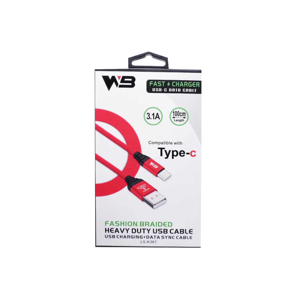 WB Fashion Braided Heavy Duty Type-C USB 3.1A Fast Charge Data Cable LS-K367 (1m) - Image 5