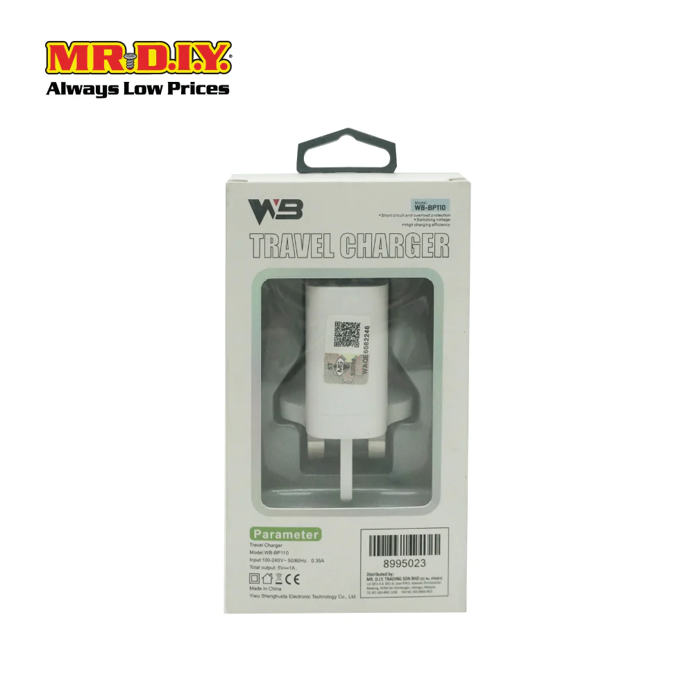 WB Fast Charger 1A Travel USB Type C Adapter 3 Pin (1 Port) - Image 3