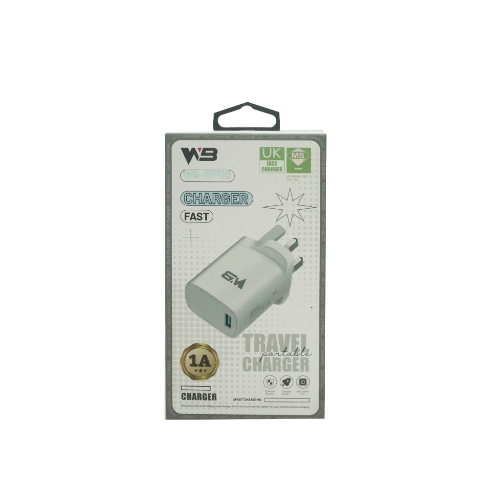 WB Fast Charger 1A Travel USB Type C Adapter 3 Pin (1 Port) - Image 4