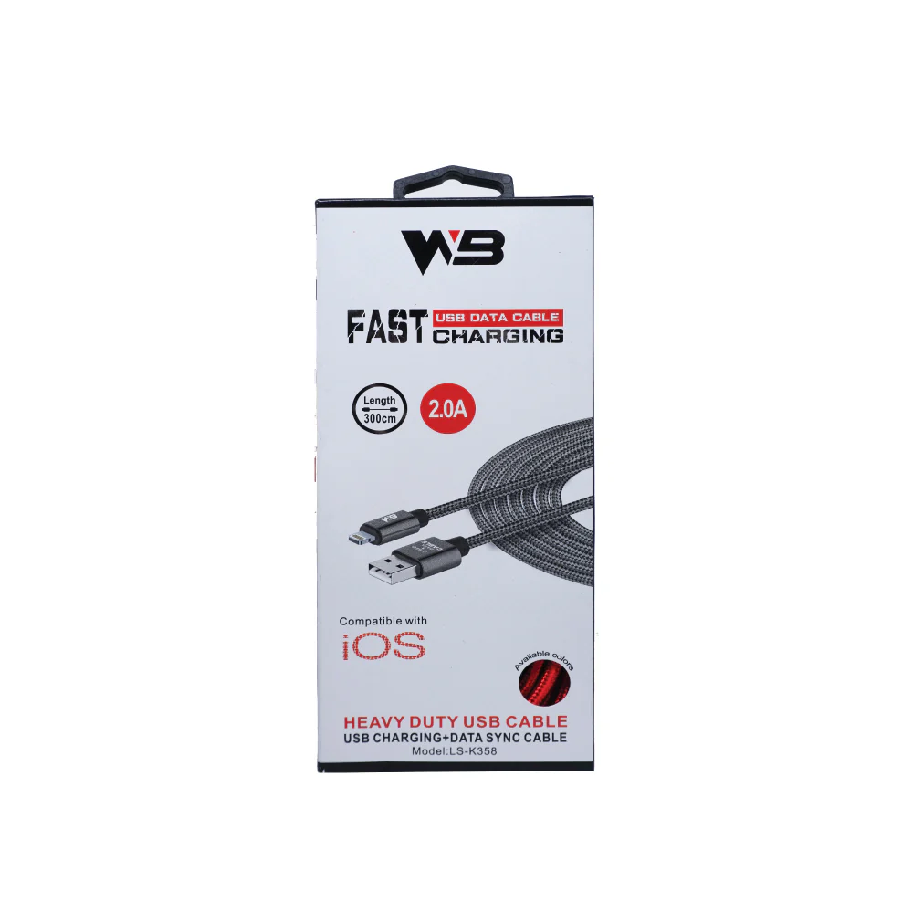 WB Fast Charging Lightning Data Cable 3-metre - Image 5
