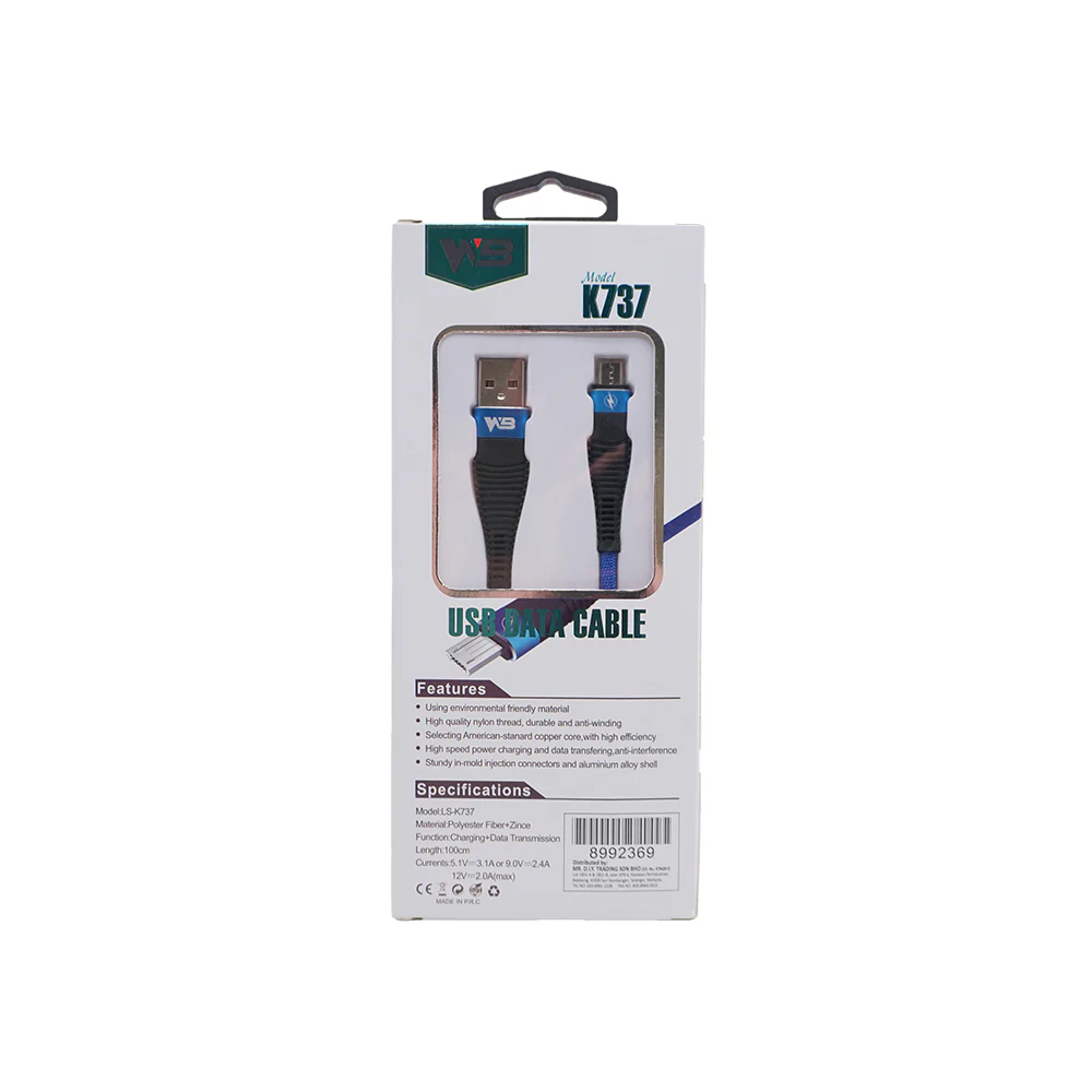 WB Micro-USB Fast Charging and Data Transmitting Cable 3.0A (1m) - Image 2