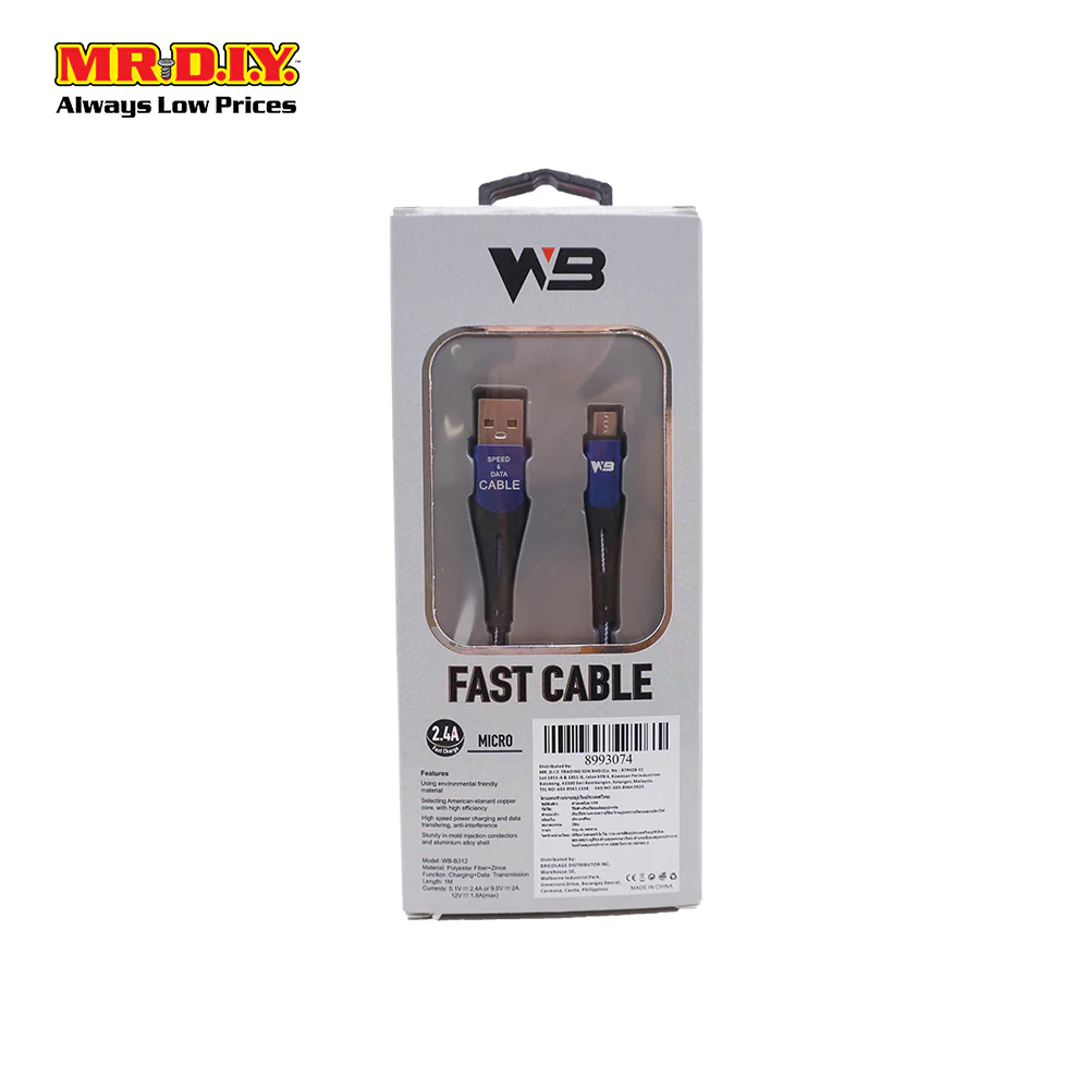 WB Fast Charging Micro-USB Data Cable 2.4A (1m) - Image 3