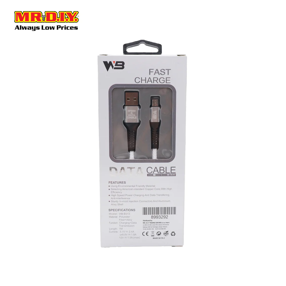 WB Fast Charging Micro-USB Data Cable 2.4A (1m) - Image 6